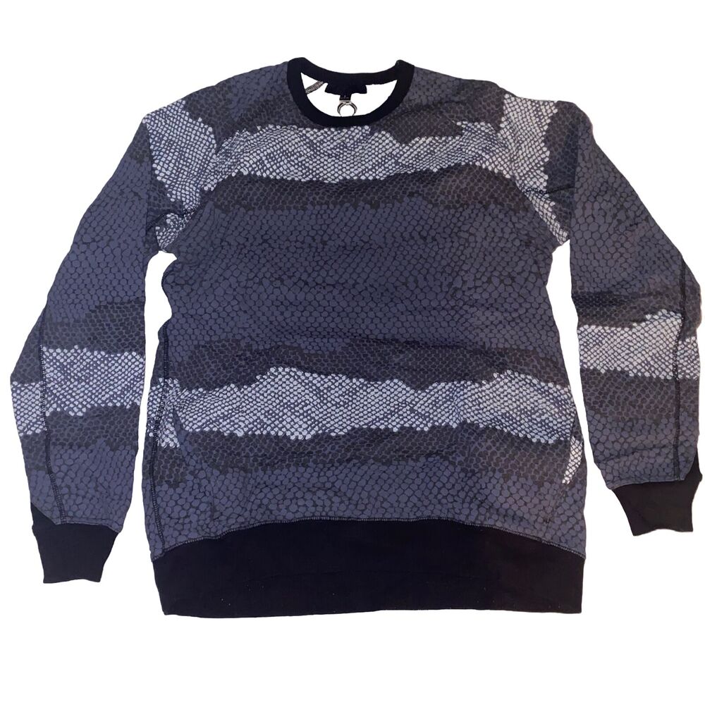 Black Scale Sweatshirt Men Size Small Pockets‎ Snakeprint Colorblock